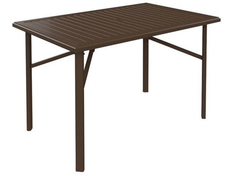 Tropitone Banchetto Aluminum 66 x 42 Rectangular Bar Table with Umbrella Hole
