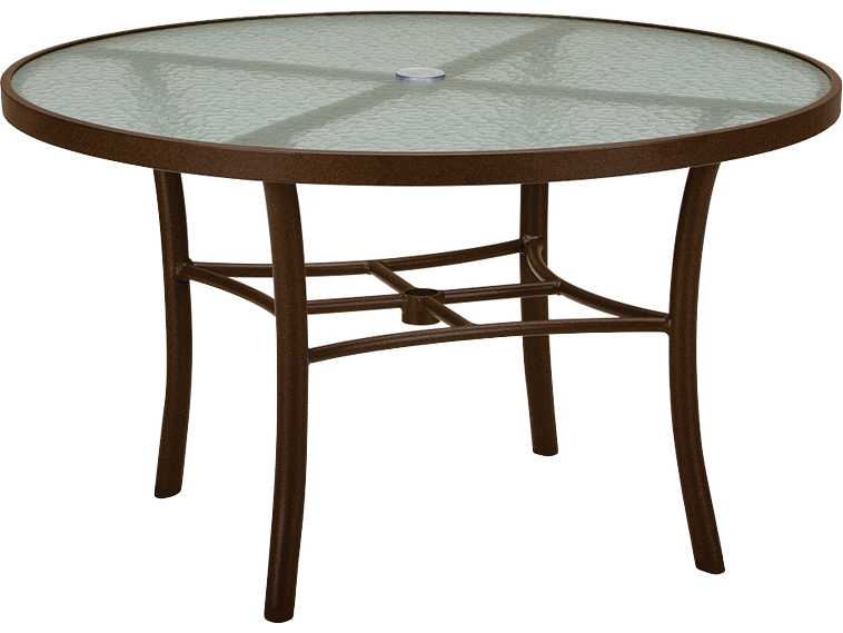 Tropitone Cast Aluminum 42 Round Obscure Top Chat Table With Umbrella
