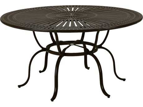 Tropitone Kd Spectrum Cast Aluminum 66 Round Dining Table with Umbrella Hole