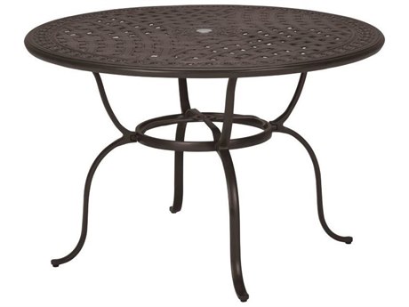 Tropitone Kd Garden Terrace Cast Aluminum 55 Round Dining Table with Umbrella Hole