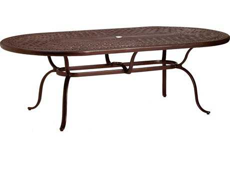 Tropitone Kd Garden Terrace Cast Aluminum 85 x 43 Oval Dining Table with Umbrella Hole