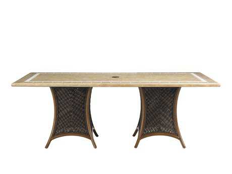 Tommy Bahama Outdoor Island Estate Lanai Wicker 84'' x 44'' Rectangular Weatherstone Dining Table