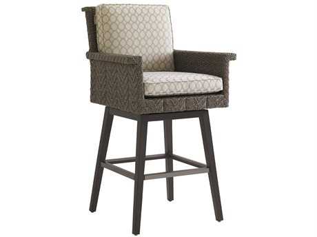 Tommy Bahama Outdoor Blue Olive Wicker Swivel Bar Stool