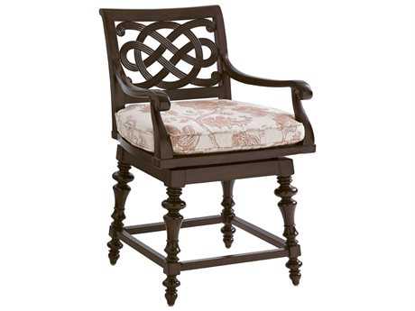 Tommy Bahama Outdoor Black Sands Cast Aluminum Cushion Swivel Counter Stool