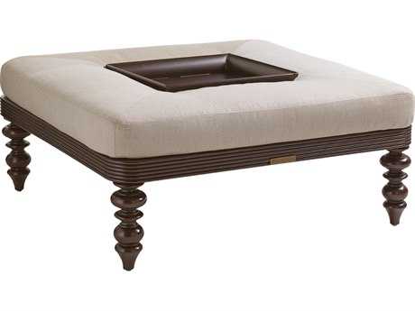 Tommy Bahama Outdoor Black Sands Cast Aluminum Cushion Cocktail Ottoman