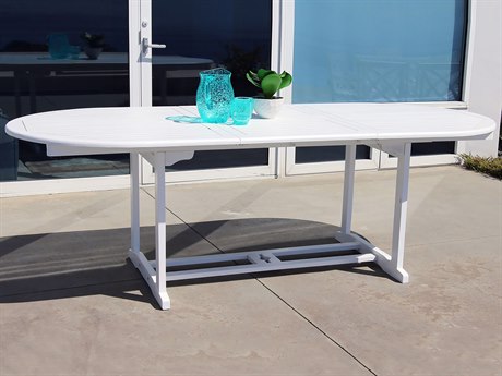 Vifah Bradley Eco-friendly White Hardwood Oval Extention Garden Table