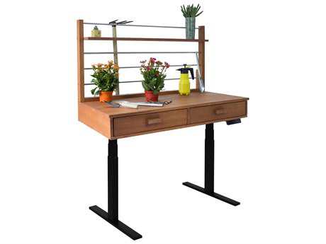 Vifah Beverly Outdoor Garden Acacia Hardwood Sit to Stand Adjustable Height Potting Bench