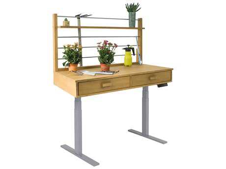 Vifah Beverly Outdoor Garden Acacia Hardwood Sit to Stand Adjustable Height Potting Bench