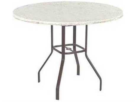 Windward Design Group Faux Stone Top Aluminum 48 Round Balcony Table with Umbrella Hole