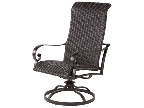 Windward Design Group Versailles Dining Cast Aluminum Wicker Swivel Dining Arm Chair