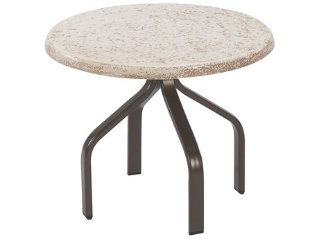 Windward Design Group Faux Stone Top Aluminum 24 Round Side Table