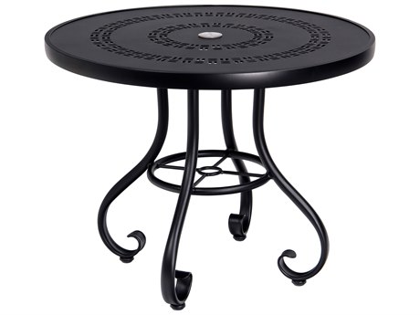 Woodard Ramsgate Aluminum 36 Round Trellis Top Table with Umbrella Hole