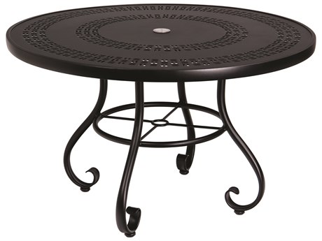 Woodard Ramsgate Aluminum 48 Round Trellis Top Table with Umbrella Hole