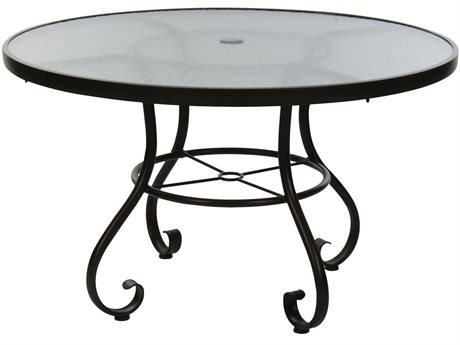 Woodard Ramsgate Aluminum 36 Round Obscure Glass Top with Umbrella Hole