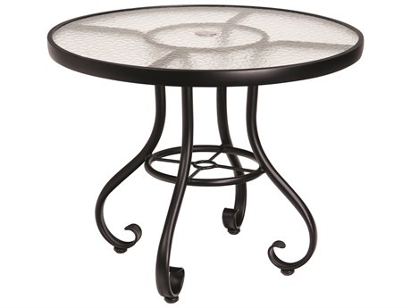 Woodard Ramsgate Aluminum 48 Round Obscure Glass Top with Umbrella Hole