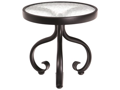Woodard Ramsgate Aluminum 18 Round Obscure Glass Top End Table