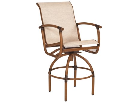 Woodard Glade Isle Sling Aluminum Swivel Bar Stool