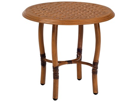 Woodard Glade Isle Aluminum 22 Round Thatch Top End Table