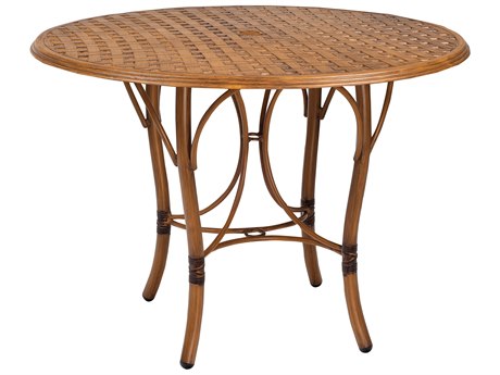 Woodard Glade Isle Aluminum 42 Round Thatch Top Counter Table with Umbrella Hole