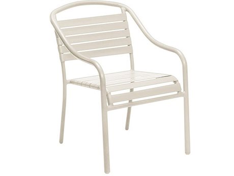 Woodard Baja Aluminum White Strap Stackable Arm Chair