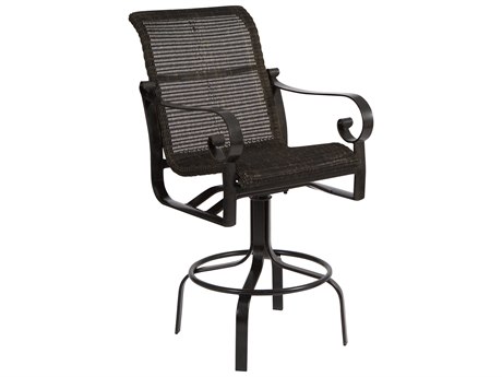 Woodard Belden Woven Round Weave Wicker Swivel Bar Stool