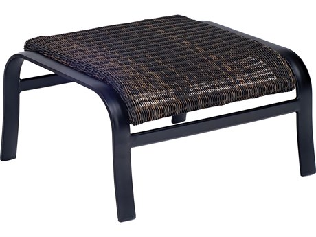 Woodard Belden Woven Round Weave Wicker Side Ottoman