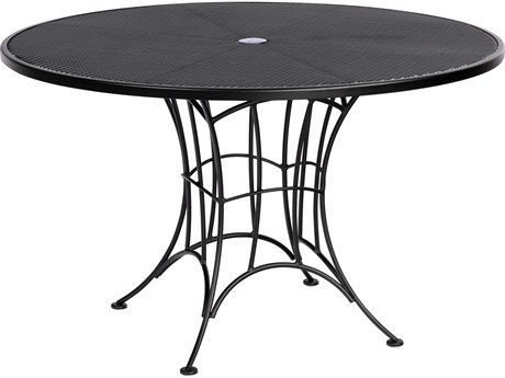 Woodard Hamilton Wrought Iron Round Umbrella Dining Table