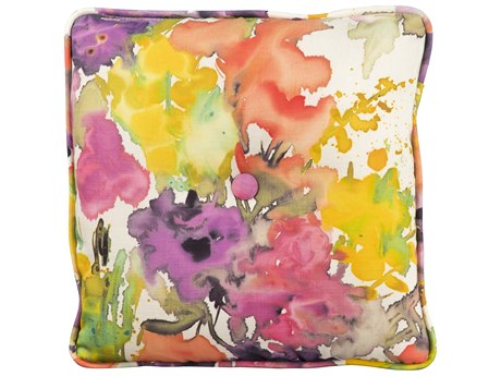 Woodard 16 Square Throw Pillow with Button and Two Sided Fabrics
