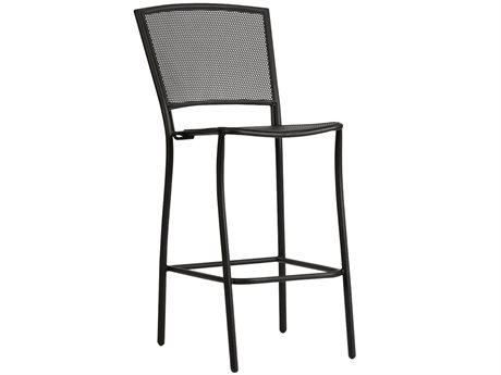 Woodard Albion Wrought Iron Bar Stool in Textured Black