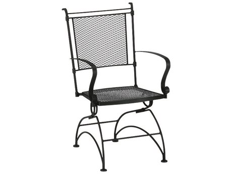 Woodard Bradford Mesh Wrought Iron Coil Spring Dining Chair