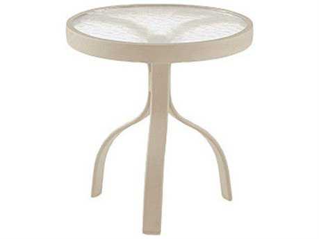 Woodard Deluxe Aluminum Sandstone 18 Round End Table with Acrylic Top