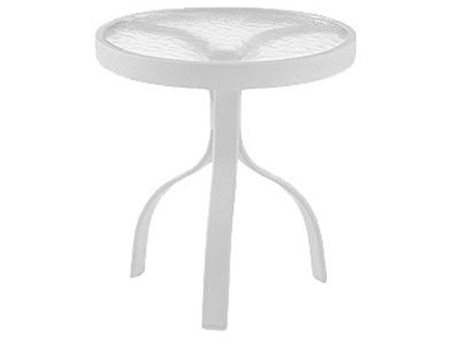 Woodard Deluxe Aluminum White 18 Round End Table with Acrylic Top