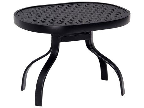 Woodard Deluxe Aluminum 24 x 19 Rectangular Lattice Top End Table