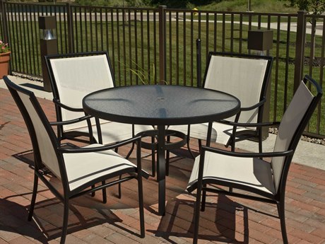 Woodard Dominica Sling Aluminum Dining Set