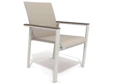 Winston Quick Ship Echo Sling Aluminum Resin Wood Stacking Dining Chair
