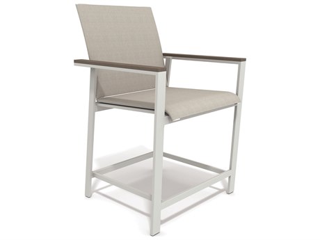 Winston Quick Ship Echo Sling Aluminum Resin Wood Stationary Balcony Height Chair