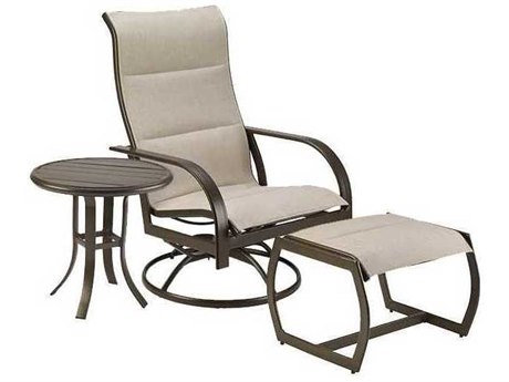Winston Quick Ship Key West Padded Sling Aluminum 3 Piece Swivel Lounge Set