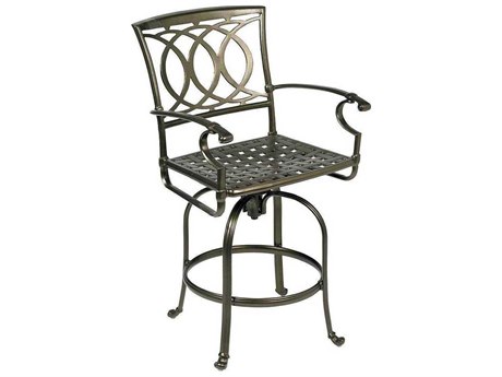 Winston Marseille Cast Aluminum Swivel Bar Stool with Cast Seat