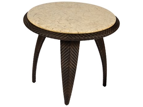 Whitecraft Bali Wicker 27 Round Stone Top End Table