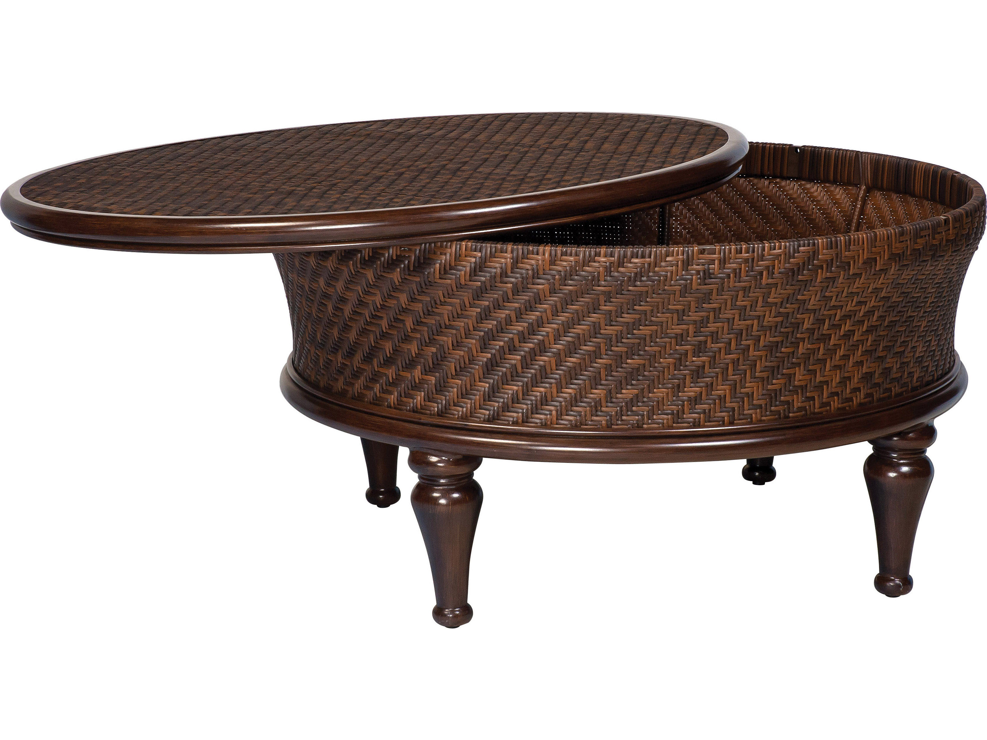 Whitecraft North Shore Wicker 42.5 Round Storage Coffee Table | S540211