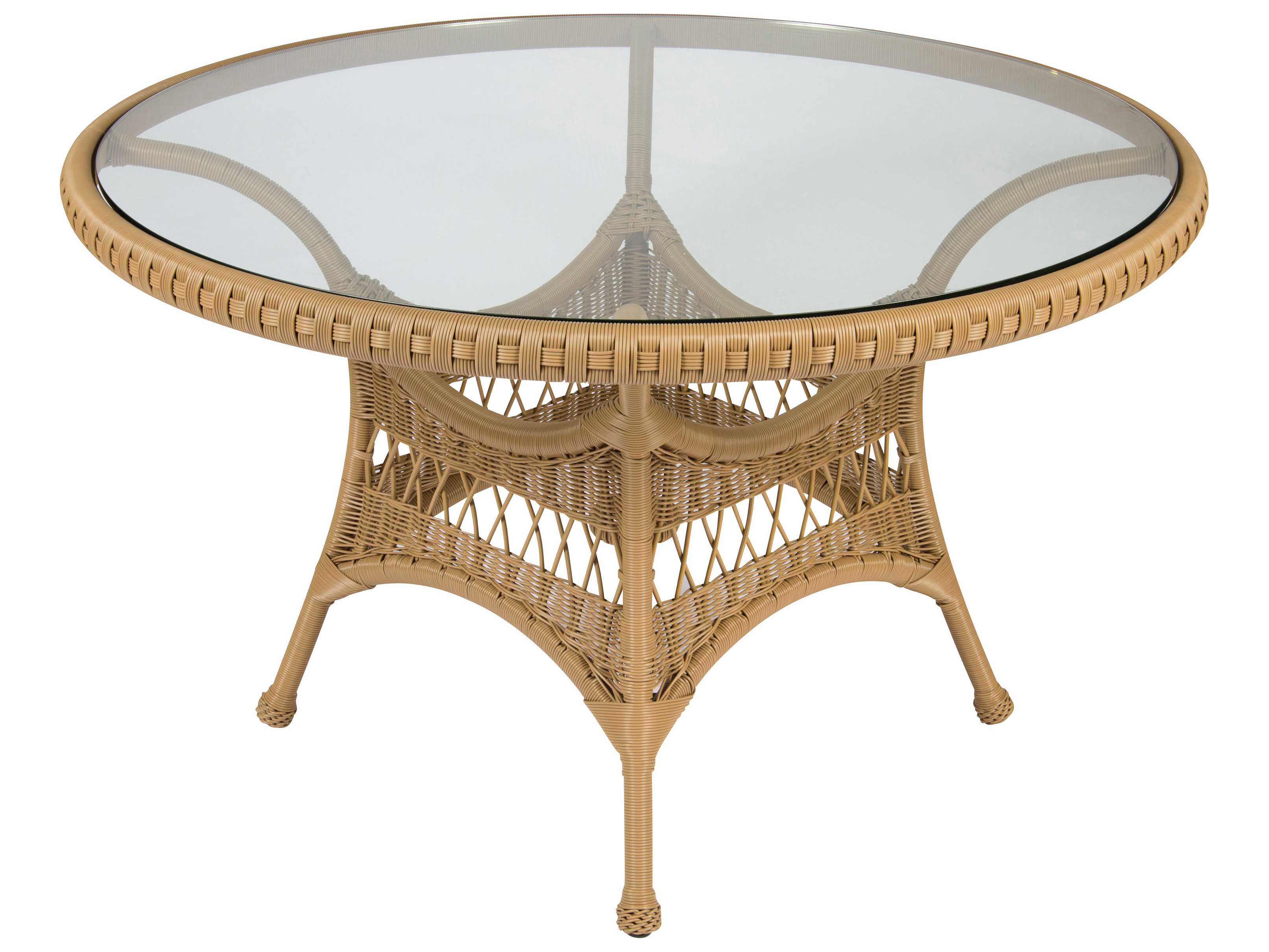 Whitecraft Sommerwind Wicker 48 Round Glass Top Dining Table | S596602