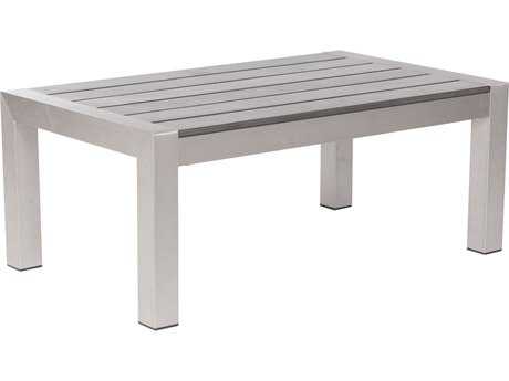Zuo Outdoor Cosmopolitan Aluminum 39.4 x 23.6 Rectangular Polywood Slated Top Coffee Table