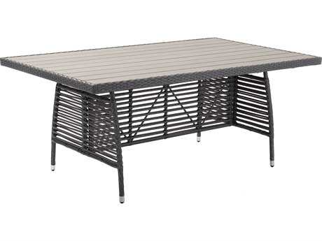 Zuo Outdoor Sandbanks Aluminum 72.8 x 42.5 Rectangular Faux Wood Top Dining Table in Gray