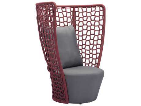 Zuo Outdoor Faye Bay Beach Aluminum Acrylic Fiber Chair Cranberry & Gray