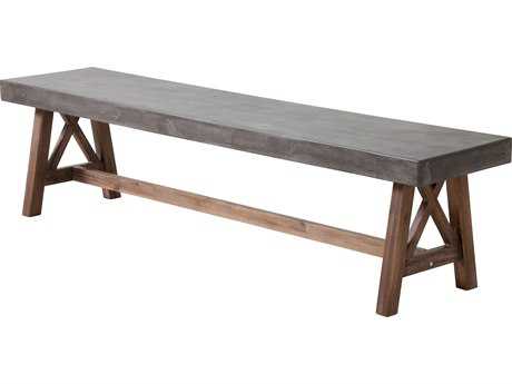 Zuo Outdoor Ford Acacia Wood Bench in Cement & Natural