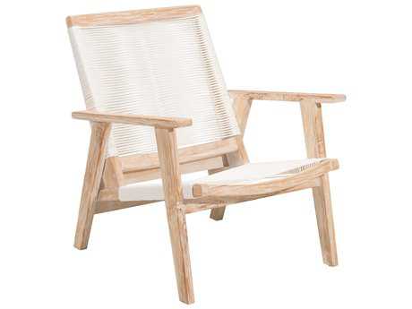 Zuo Outdoor West Port Teak Synethetic Weave Arm Chair in White Wash & White