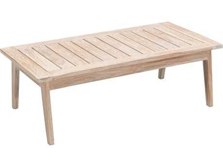 Zuo Outdoor West Port Teak 47.20 x 23.60 Rectangular Coffee Table in White Wash