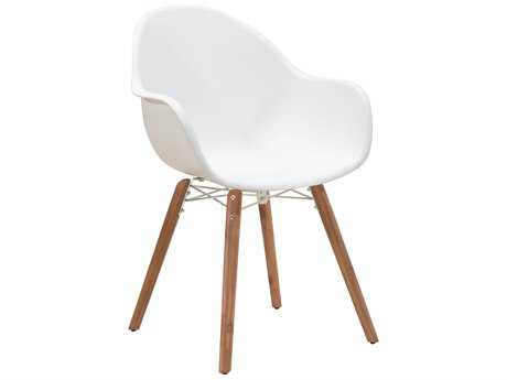 Zuo Outdoor Tidal Acacia Wood Polypropylene Dining Chair in White (Sold in 4)