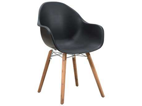 Zuo Outdoor Tidal Acacia Wood Polypropylene Dining Chair in Black (Sold in 4)