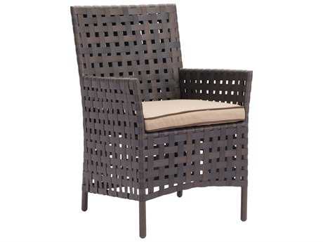 Zuo Outdoor Pinery Aluminum Wicker Dining Chair in Brown & Beige (Sold in 2)